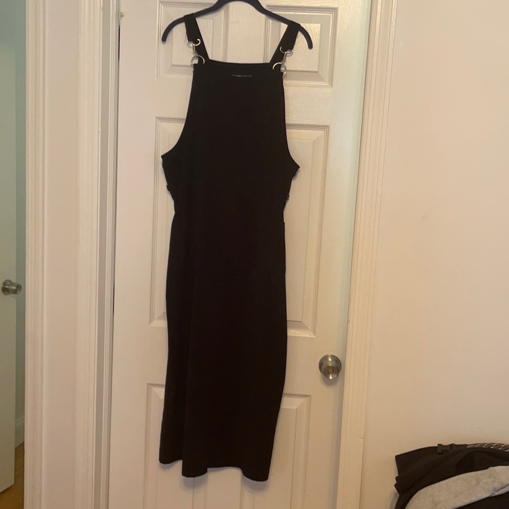 Vintage overall dress with suede like material